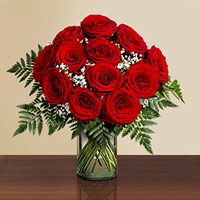 1 Dozen Red Roses In Vase