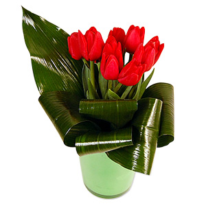 Tulip Love - 106-213-16459 - Floral Arrangement of tulips in a jar for enduring love.  sku 106-213-16459