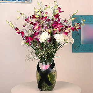 Pretty Orchids N Carnations Bouquet